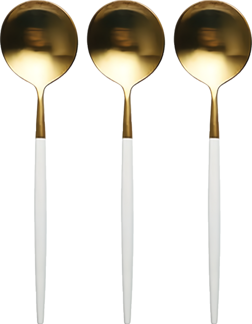 葡萄牙風 304不鏽鋼 白金 甜品勺, 白金色, 3支