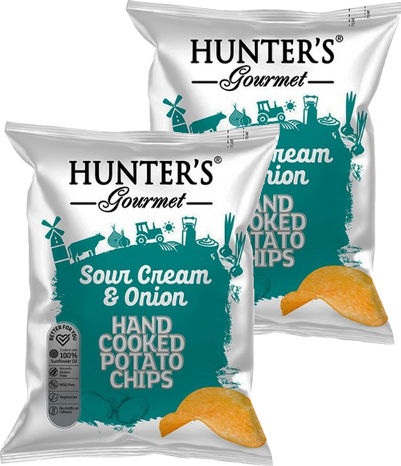 HUNTER'S gourmet 亨特手工洋芋片 酸奶洋蔥味, 125g, 2個