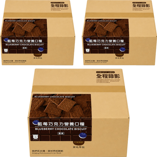School of Cookie 台灣優格餅乾學院 藍莓巧克力餅乾營養口糧棒, 960g, 3箱