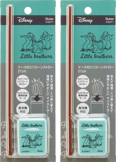 Skater CSST1 矽膠吸管 附收納盒 奇奇蒂蒂, 2組