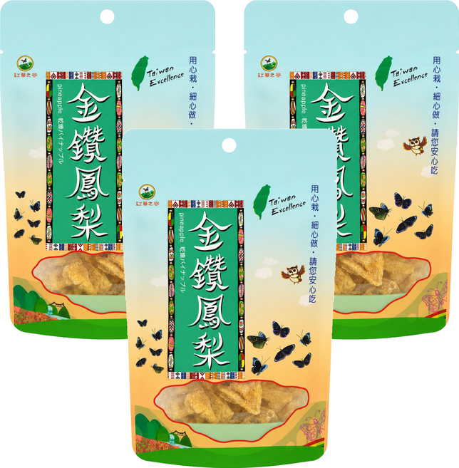 紅藜之家 金鑽鳳梨乾, 3個, 90公克