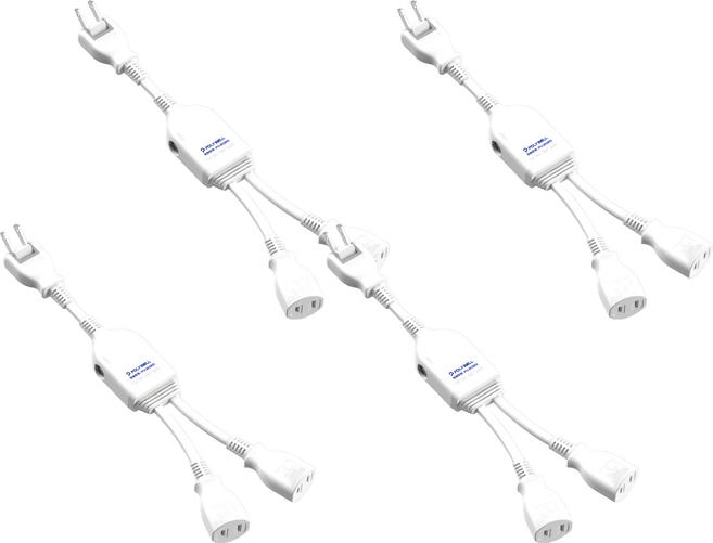 POLYWELL 寶利威爾 1對2座可轉向電源線組 PU-2020, 320mm, 白色, 4個