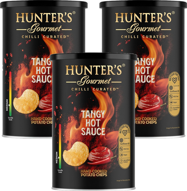 HUNTER'S gourmet 亨特手工洋芋片 香濃酸辣醬味, 150g, 3個