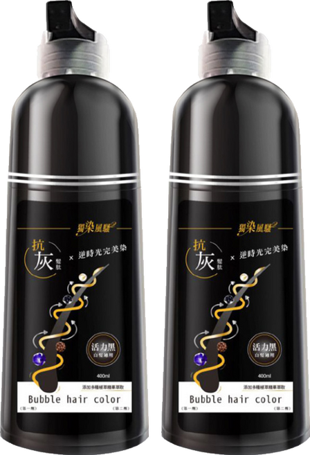 獨染風騷 抗灰髮肽逆時光完美染髮乳 400ml, 活力黑, 2個