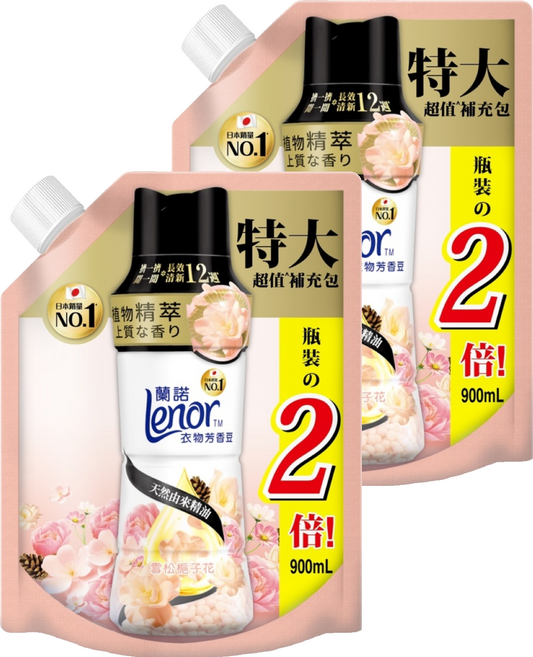 Lenor 蘭諾 衣物芳香豆 雪松梔子花 補充包, 2個, 900ml
