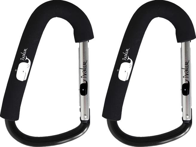 iValue 多功能嬰兒車掛鉤, 黑色, 2個