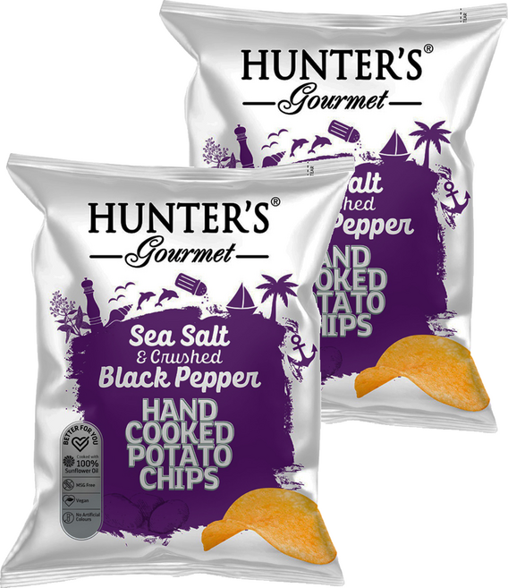 HUNTER'S gourmet 亨特手工洋芋片 海鹽黑胡椒味, 125g, 2個