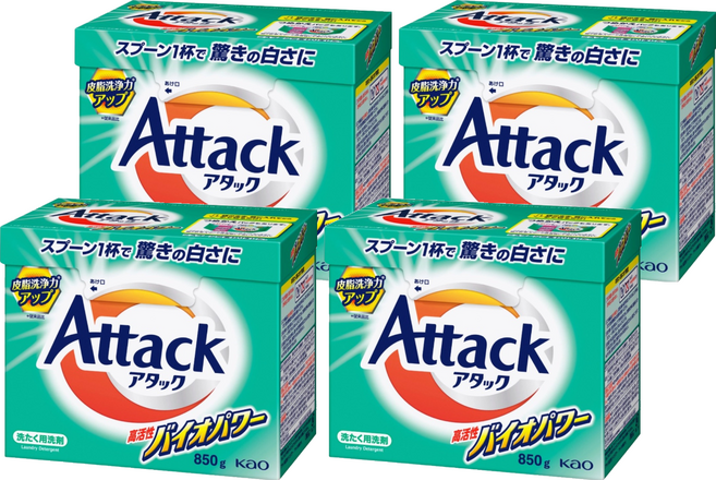 Attack 一匙靈 高活性生物濃縮酵素洗衣粉, 850g, 4個
