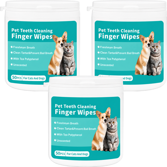 PET DAILY LAB 毛孩日常研究社 寵物潔齒清潔濕巾, 3個, 50個裝