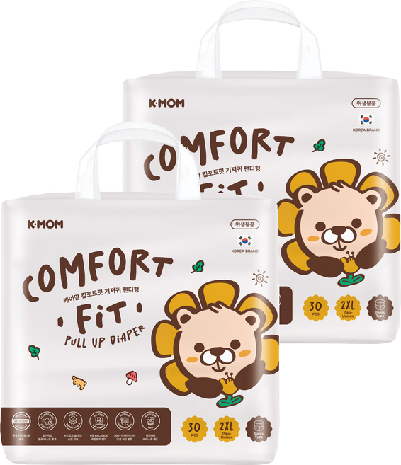 K-MOM COMFORT FIT 雲柔鎖水玩睡褲 褲型 15kg以上, 60片, 超大碼 (2XL)