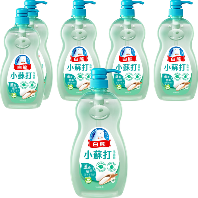 白熊 小蘇打洗碗精, 1kg, 6個