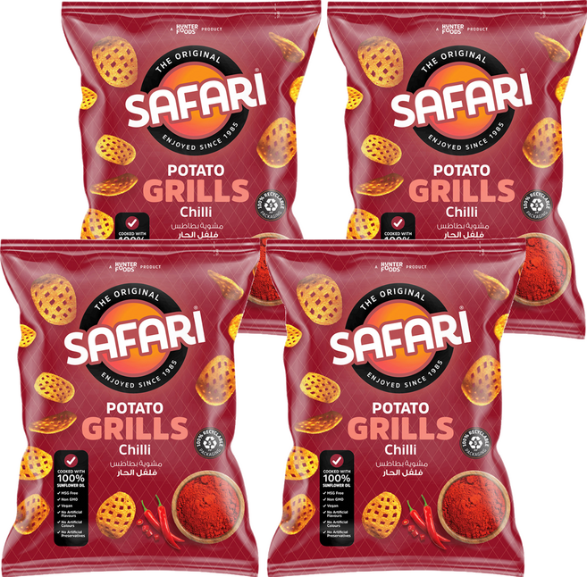 阿拉伯 SAFARI 格子洋芋片 辣味, 60g, 4個