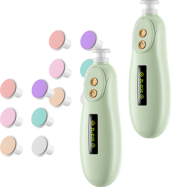 OhBabyLying 讓寶寶躺躺 電動磨甲器 附打磨頭7顆, 粉綠色, 2組