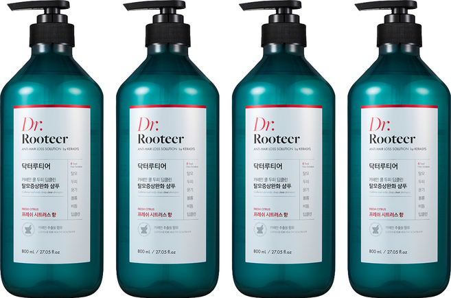 DrRooteer 咖啡因髮根蓬鬆洗髮精 清涼薄荷調, 4件, 800ml