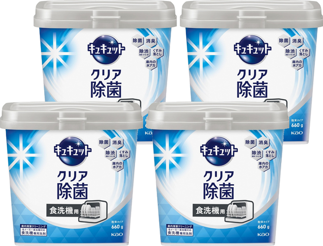 Kao 花王 Cucute 珂珂透 食洗機用檸檬酸洗碗粉, 4個, 660g