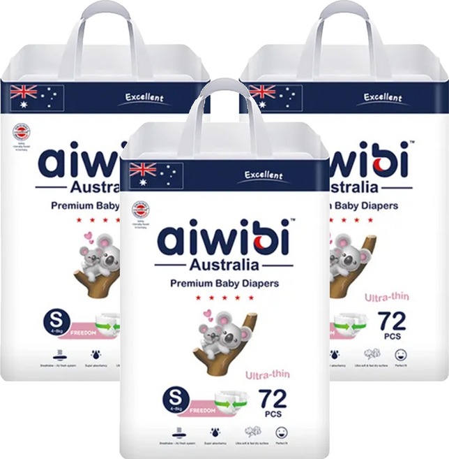 aiwibi 愛薇彼 零觸感瞬吸黏貼型尿布 4~8kg, S, 216片