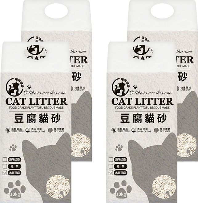 咪咪貓砂 CAT LITTER 木薯豆腐貓砂/除臭貓砂, 10kg, 4包, 木薯豆腐