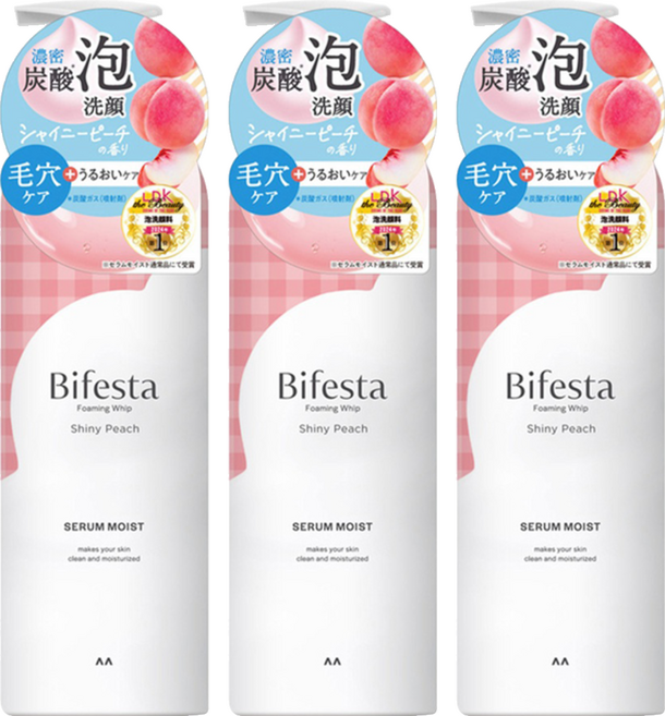 Bifesta 碧菲絲特 保濕碳酸泡洗顏 蜜桃香, 200g, 3個