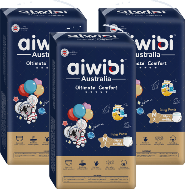 aiwibi 愛薇彼 夜用甄柔瞬吸 褲型尿布, M, 144片