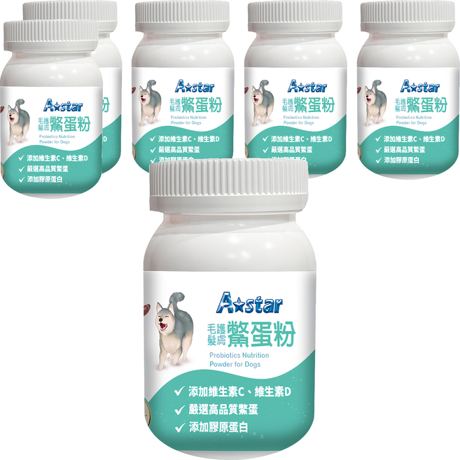 A star 犬專用毛髮皮膚鱉蛋粉 全齡犬/成犬/幼犬 6個月以上 60g, 皮膚/毛髮, 6罐
