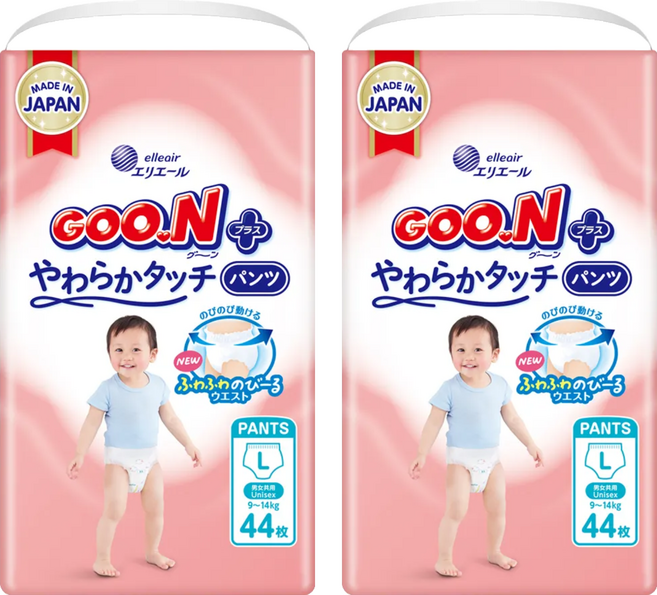 GOO.N 大王 日本境內版 SJ柔觸肌系列褲型尿布 9~14kg, 88片, L