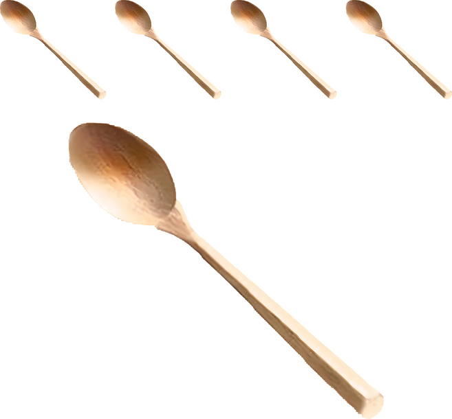 Homely Zakka 木趣食光自然木質餐具 湯匙 6 x 3.5 x 19cm, Wooden Brown, 5支