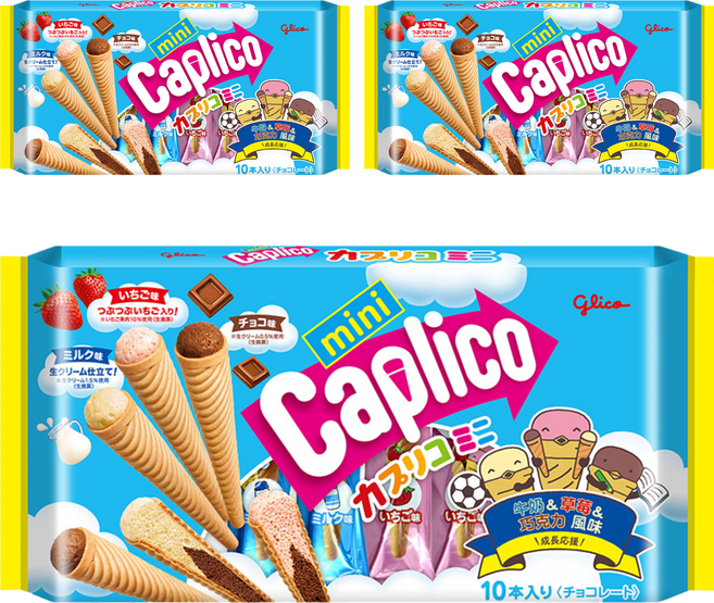 glico 格力高 Caplico 綜合迷你甜筒餅乾, 91g, 3袋