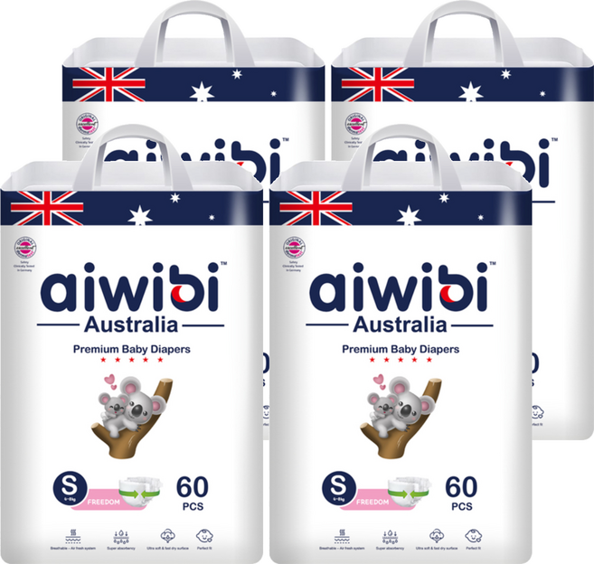 aiwibi 愛薇彼 森語棉黏貼型紙尿褲 4~8kg, 240個, 小碼 (S)