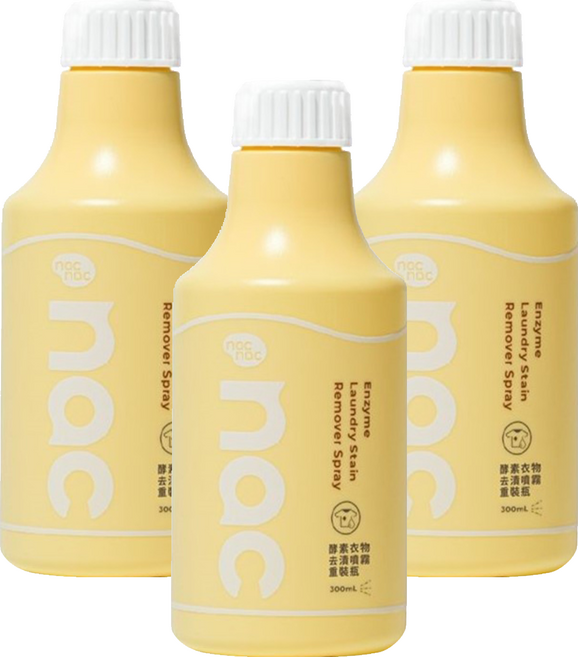 nac nac 酵素衣物去漬噴霧重裝瓶, 3個, 300ml