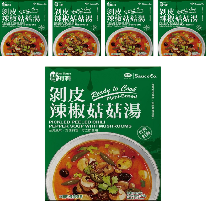 味榮 醬有料 剝皮辣椒菇菇湯, 520g, 5個