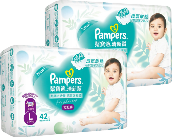 Pampers 幫寶適 原廠公司貨 清新幫拉拉褲/尿布 9~14kg, L, 84片