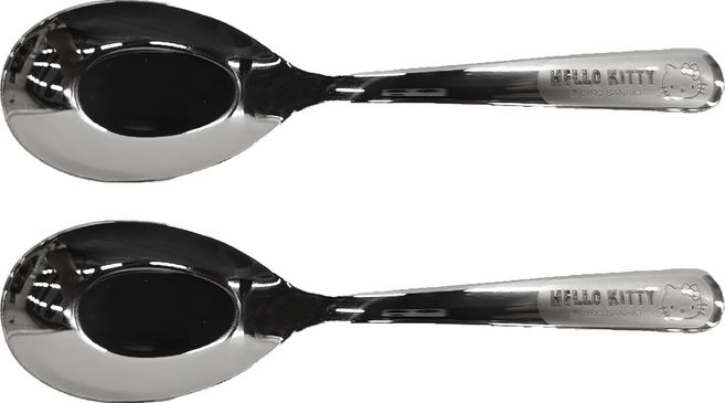 OTTO 崴昇 HELLO KITTY 不鏽鋼湯匙, 不鏽鋼 銀色, 2支