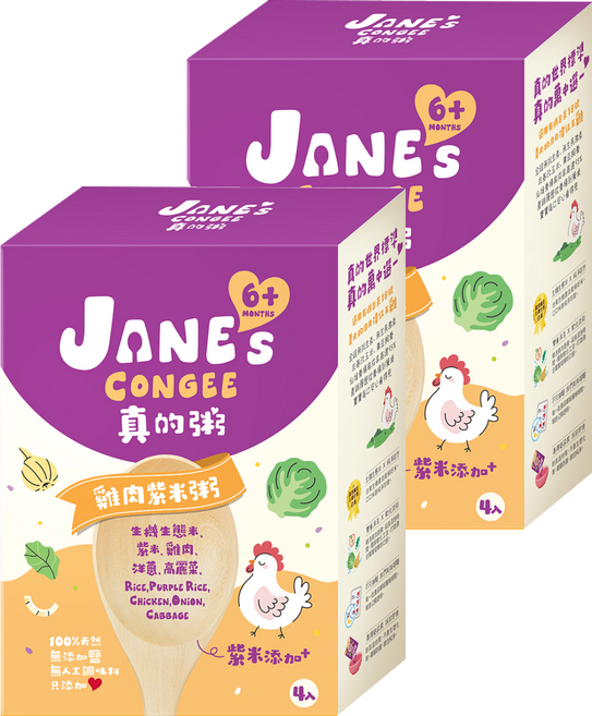 JANE's CONGEE 真的粥 雞肉紫米粥 4包, 600g, 2個