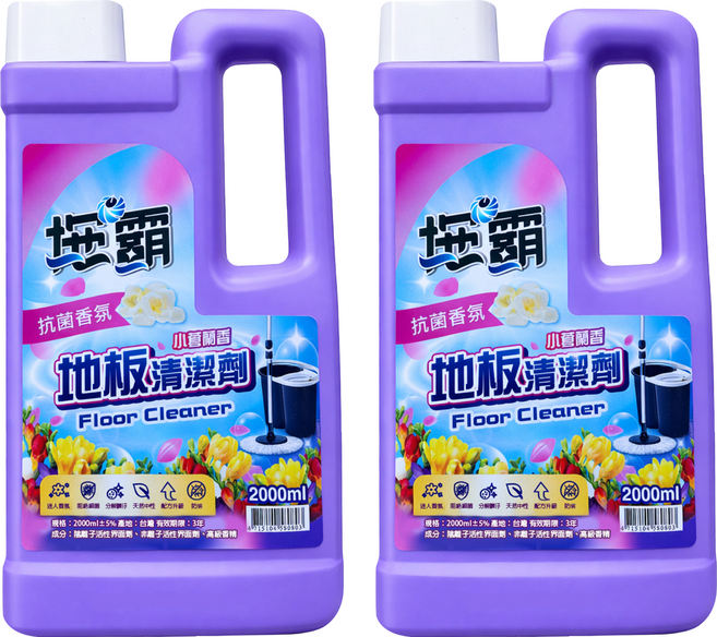 拖霸 地板清潔劑 小蒼蘭香, 2個, 2L
