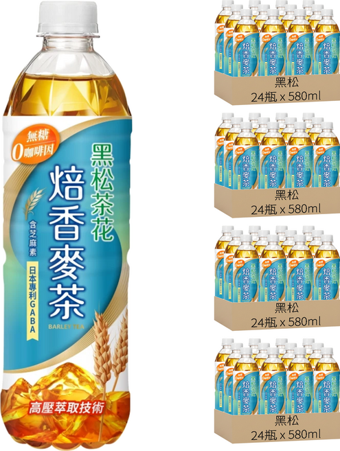 黑松茶花 焙香麥茶, 580ml, 96瓶