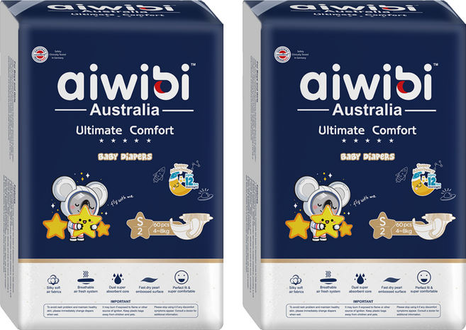 aiwibi 愛薇彼 夜用甄柔瞬吸 黏貼型尿布 4~8kg, S, 120片