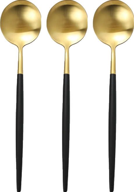歐式貴族不鏽鋼鈦金餐具 咖啡勺, 黑色, 3支