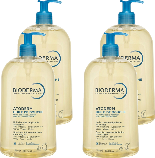 BIODERMA 貝膚黛瑪 舒益輕沐浴油, 4個, 1L