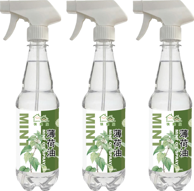 HAPPY HOUSE 快樂屋 草本植萃噴霧 薄荷油 水性, 3個, 500ml
