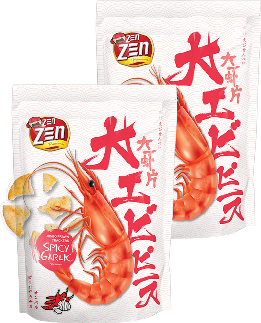 ZEn ZEn 吉珍 大馬讚讚來大蝦片 辣味蒜香, 50g, 2個