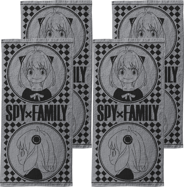 SPY FAMILY 間諜家家酒 浴巾, 間諜家家酒 黑色緹花, 4個