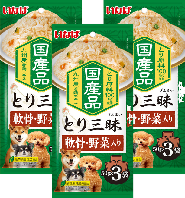 INABA 汪雞三昧餐包 DRP-27, 軟骨 + 蔬菜, 150g, 3個