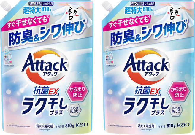Attack 一匙靈 強效洗衣精補充包 速乾除臭除皺, 810g, 2個