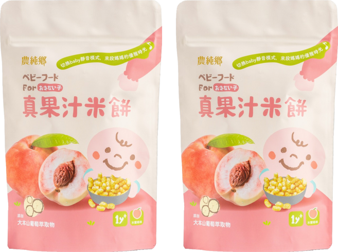 農純鄉 真果汁米餅 水蜜桃口味, 水蜜桃, 40g, 2個