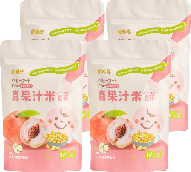 農純鄉 真果汁米餅 水蜜桃口味, 水蜜桃, 40g, 4個