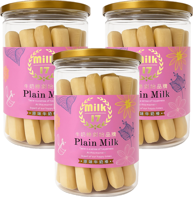 純新 Milk17 原味牛奶棒, 200g, 3罐