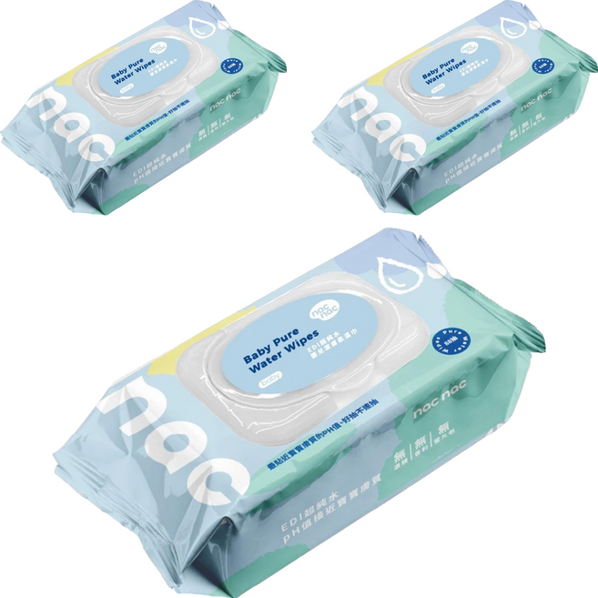 nac nac EDI 嬰兒潔膚柔濕巾 掀蓋式, 3包, 88張, 215gsm