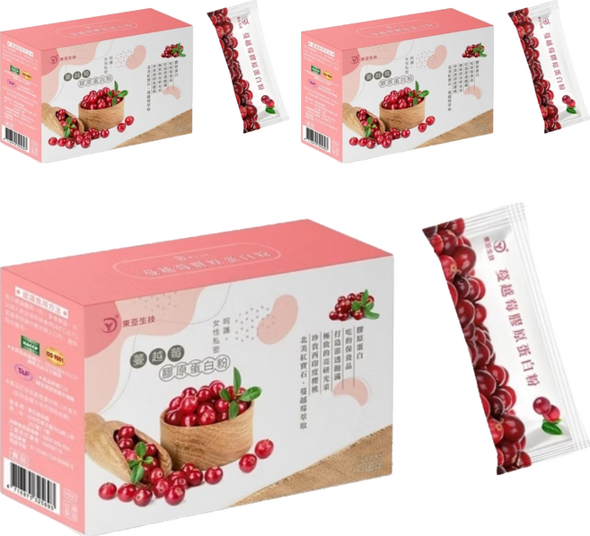 DUNG YA 東亞生技 蔓越莓膠原蛋白粉, 3個, 15份