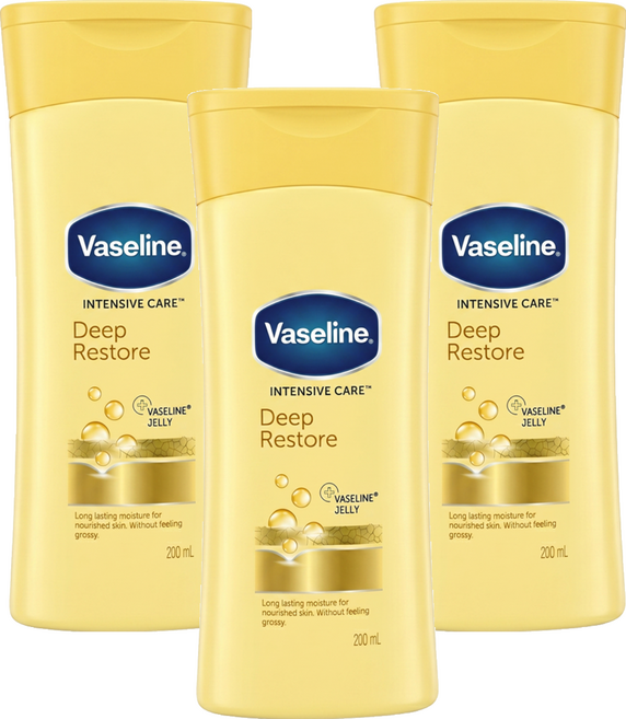 Vaseline 凡士林 潤膚乳液 全效滋潤, 3個, 200ml