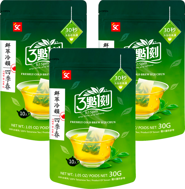 3點1刻 鮮萃冷韻四季春, 3g, 3個, 10個裝